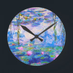 Water Lilies Claude Monet Round Clock<br><div class="desc">Water Lilies Claude Monet cool,  old,  master,  masterpiece,  fine,  retored,  impressionism,  paint,  painting,  vibrant,  saturated,  colour,  beautiful,  nice,  quality,  high,  resolution,  landscape,  scenery,  post,  decoration,  colours,  paris,  france,  renewed best,  seller,  colourful, cheap</div>