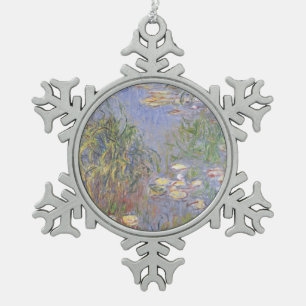 Water-Lilies, Cluster of Grass Snowflake Pewter Christmas Ornament