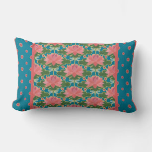 Water Lilies, Dragonflies Lumbar Pillow, Cushion