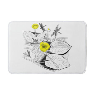 Water-lilies engraving bath mat
