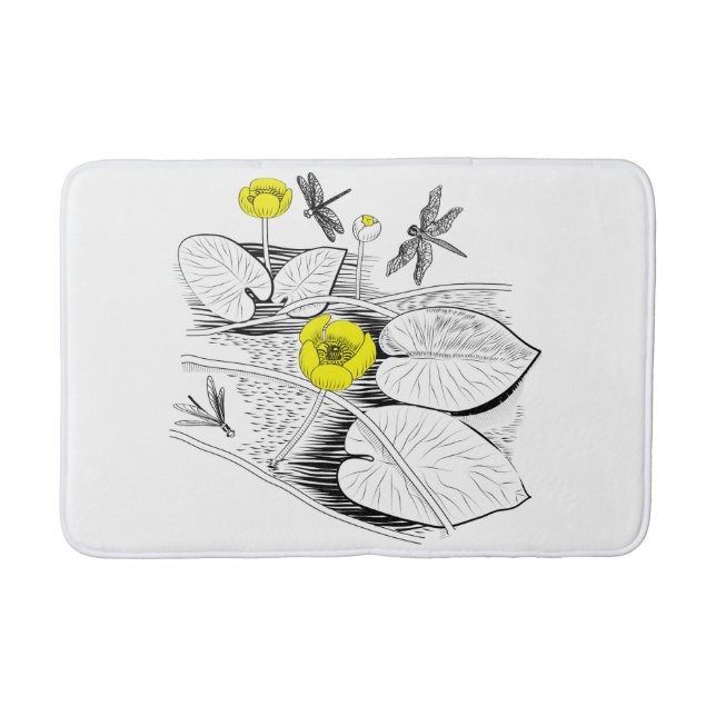 Water-lilies engraving bath mat (Front)