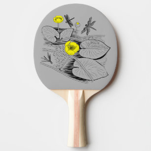 Water-lilies engraving ping pong paddle