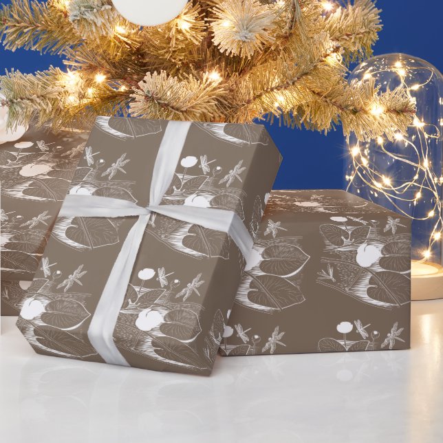 Water-lilies engraving wrapping paper (Holidays)