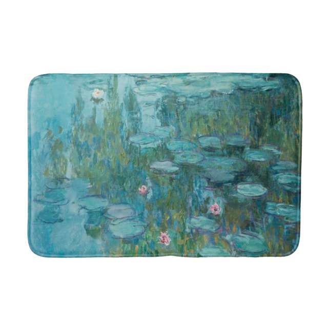 Water Lilies, Fine Art Oil Painting, Claude Monet Bath Mat (Front)