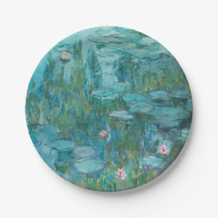 Water Lilies, Fine Art Oil Painting, Claude Monet Paper Plate