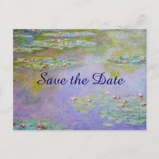 Water Lilies Flower Painting Save the Date Wedding Announcement Postcard