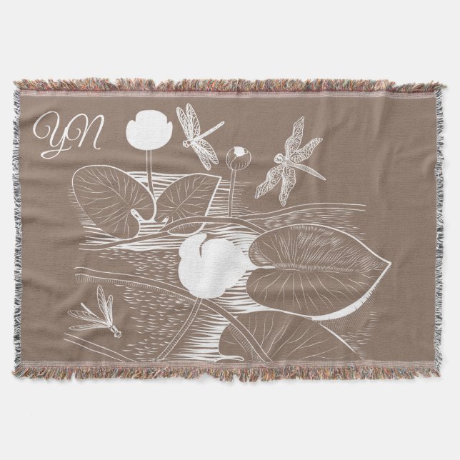 Water-lilies graphic throw blanket (Front)