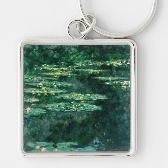 WATER LILIES IN GREEN POND by Claude Monet  Keycha Keychain (Front)