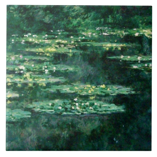 WATER LILIES IN GREEN POND by Claude Monet  Tile (Front)