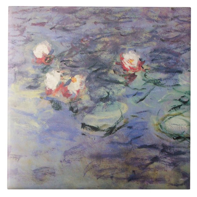 WATER LILIES IN PINK BLUE POND by Claude Monet  Tile (Front)