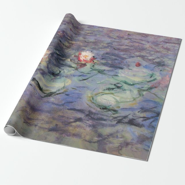 WATER LILIES IN PINK BLUE POND by Claude Monet  Wrapping Paper (Unrolled)