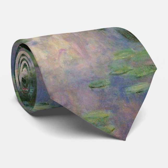 WATER LILIES IN PINK GREEN POND by Claude Monet Tie (Rolled)