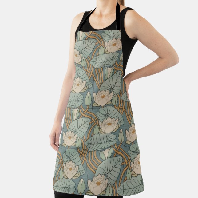 Water Lilies Lily Art Nouveau Nature Apron (Insitu)