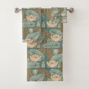 Water Lilies Lily Art Nouveau Nature Bath Towel Set