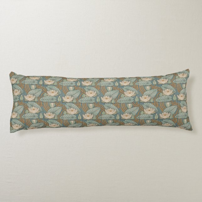 Water Lilies Lily Art Nouveau Nature Body Pillow (Back)