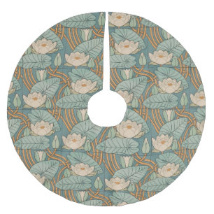 Water Lilies Lily Art Nouveau Nature Brushed Polyester Tree Skirt