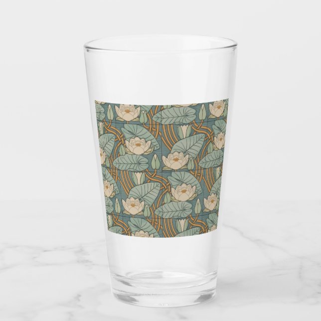 Water Lilies Lily Art Nouveau Nature Glass (Front)