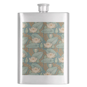 Water Lilies Lily Art Nouveau Nature Hip Flask