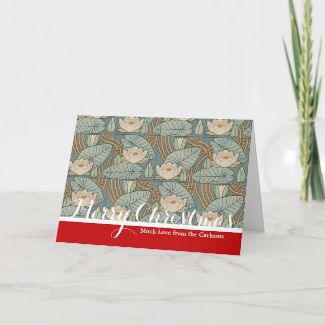 Water Lilies Lily Art Nouveau Nature Holiday Card (Front)