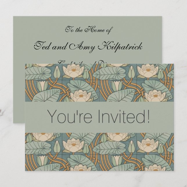 Water Lilies Lily Art Nouveau Nature Invitation (Front/Back)