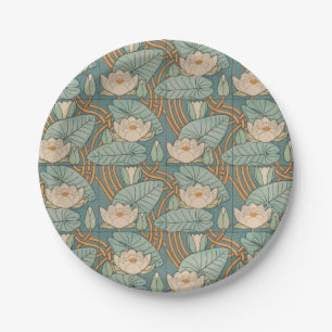 Water Lilies Lily Art Nouveau Nature Paper Plate