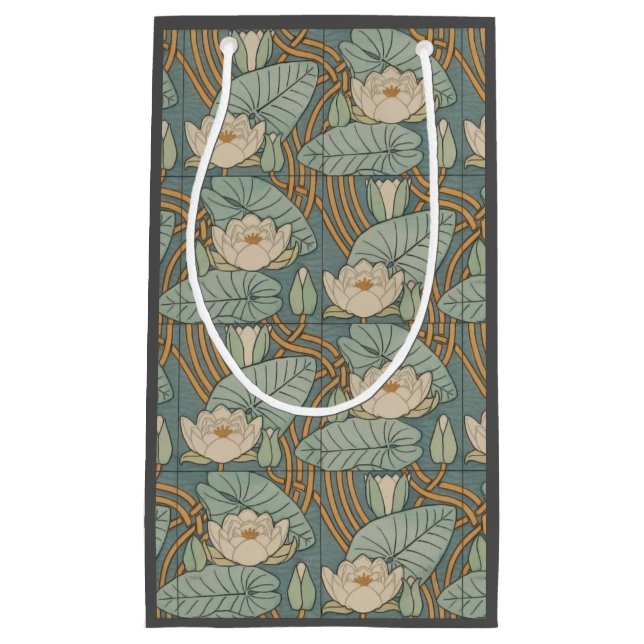 Water Lilies Lily Art Nouveau Nature Small Gift Bag (Front)