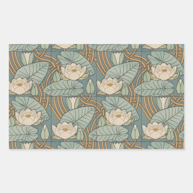 Water Lilies Lily Art Nouveau Nature Sticker (Front)