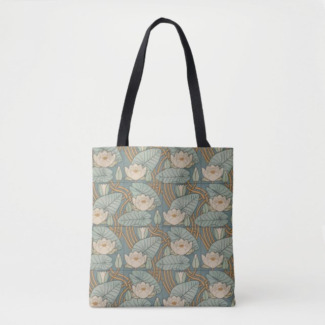 Water Lilies Lily Art Nouveau Nature Tote Bag (Front)
