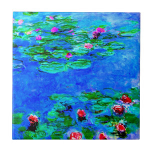 Water Lilies, Red, by Oscar-Claude Monet Tile
