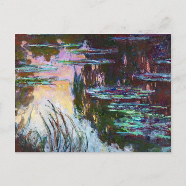 Water Lilies, Setting Sun Claude Monet Postcard (Front)