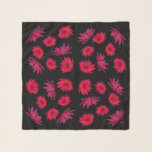 "Water Lilies" Square Your Name Scarf Black<br><div class="desc">"Water Lilies" has beautiful flowers on a black background with optional small name on edge of scarf.</div>