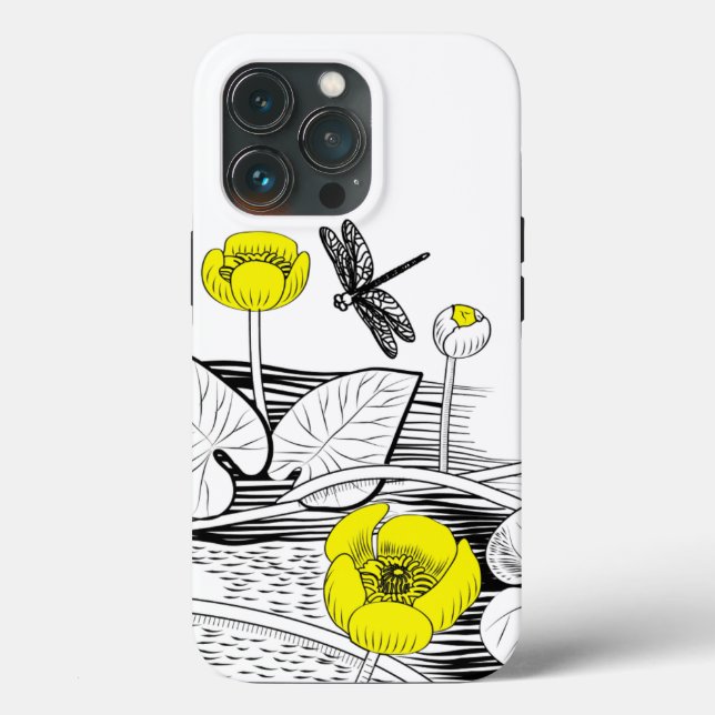  Water-lilies yellow graphic Case-Mate iPhone Case (Back)