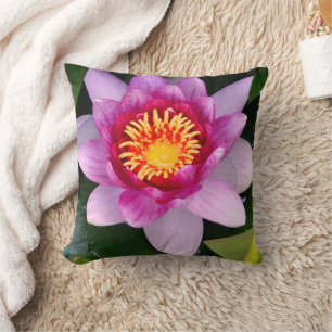 Water Lilly Flower Photography Throw Pillow