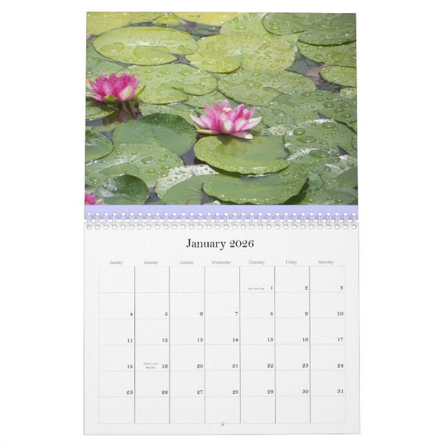 water lily calender calendar (Jan 2026)