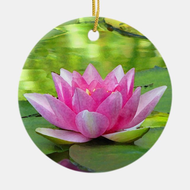 Water Lily Ceramic Ornament (Front)