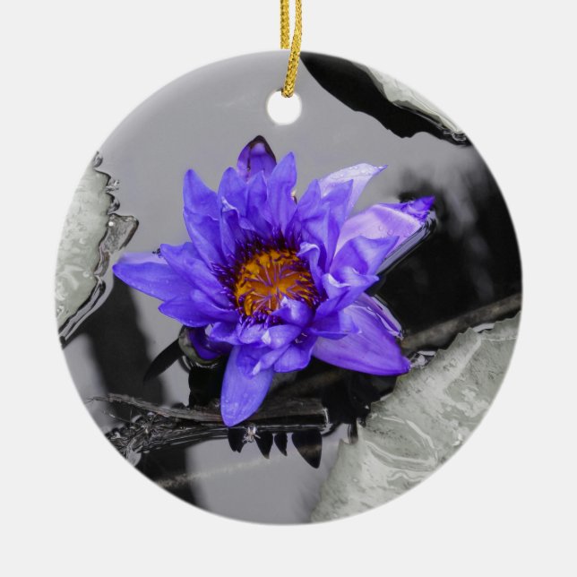 Water Lily Ceramic Ornament (Front)