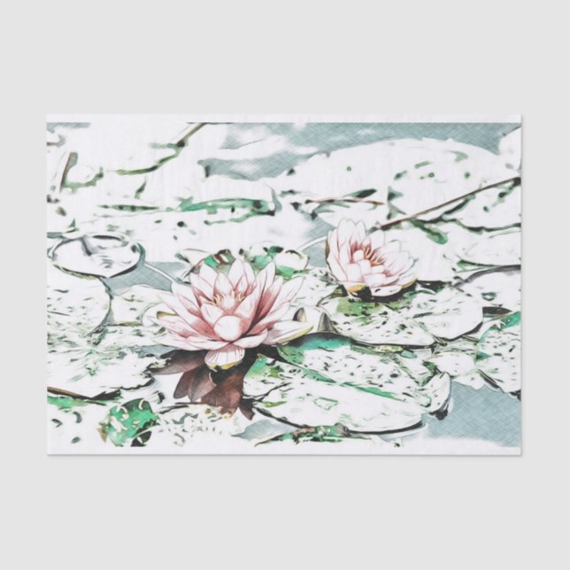 Water Lily decoupage paper pond scene  (Front)
