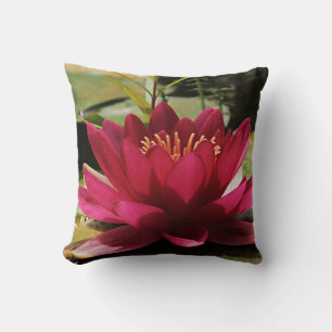 Water Lily Floral Asian Decor Throw Pillow