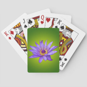 Water Lily Flower Pond Aquatic Purple Water Bloom Playing Cards