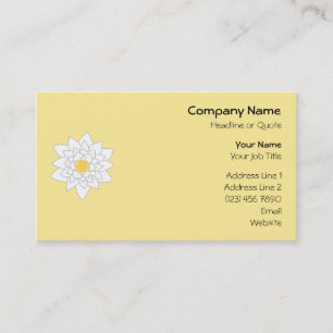 Water Lily Flower. White and Yellow. Style 2. Business Card