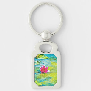 Water Lily Lilypad Keychain