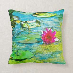 Water Lily Lilypad Throw Pillow