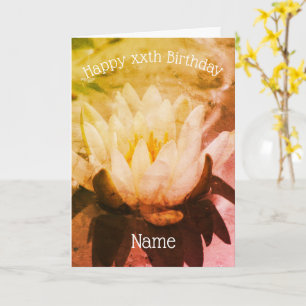 Water Lily Lotus Floral Art Personalized Birthday Card