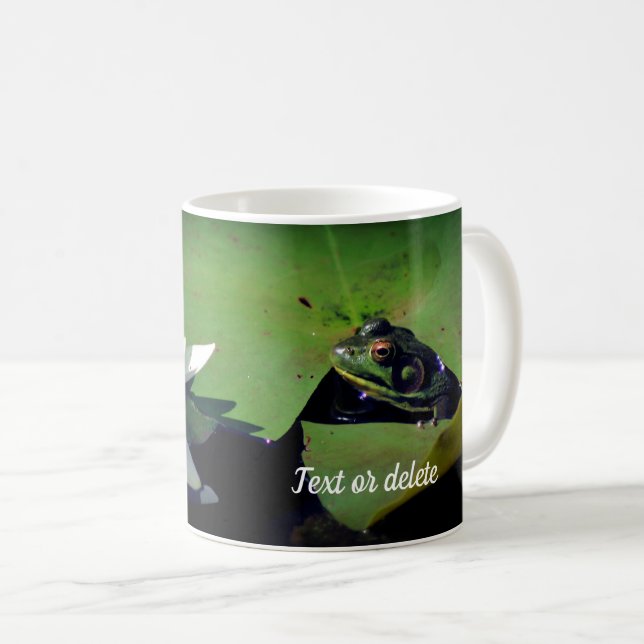 Water Lily Lotus Flower And Frog Personalized Coffee Mug (Front Right)