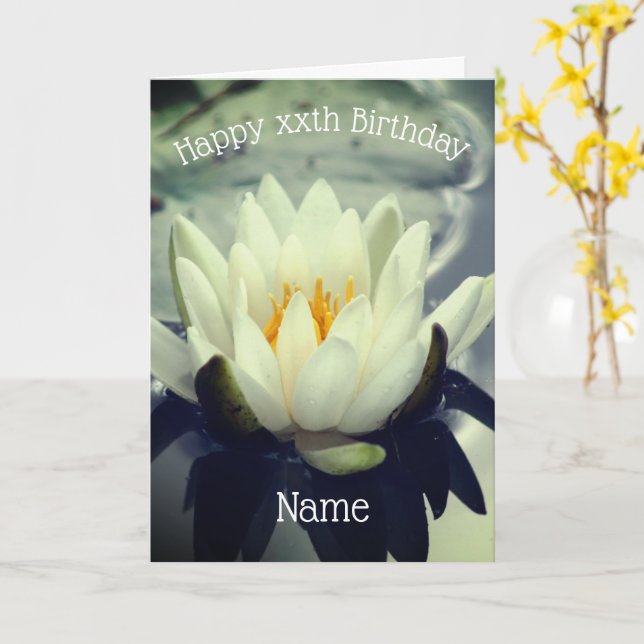 Water Lily Lotus Flower Carte d'anniversaire perso (Fleur jaune)