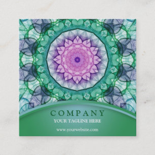 Water Lily Mandala Square Business Card