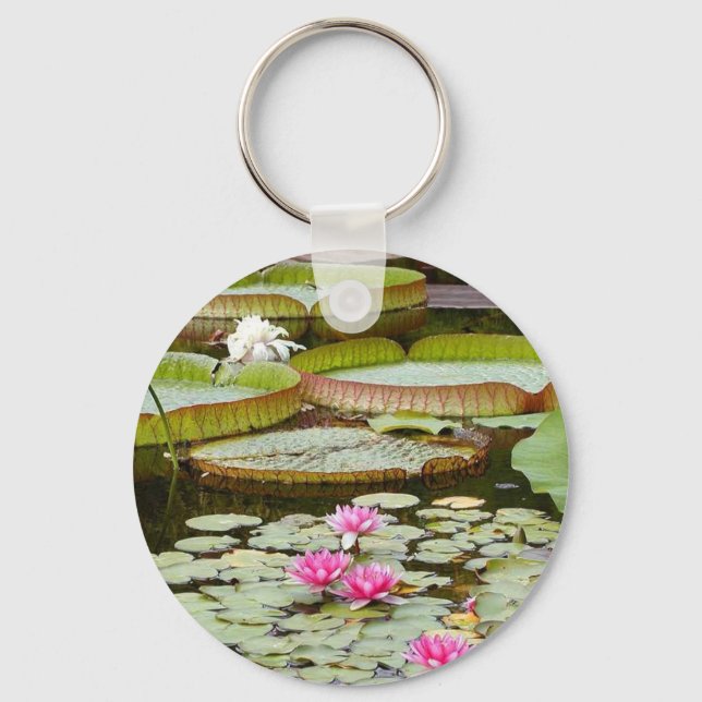 Water Lily Pads Ponds Keychain (Front)