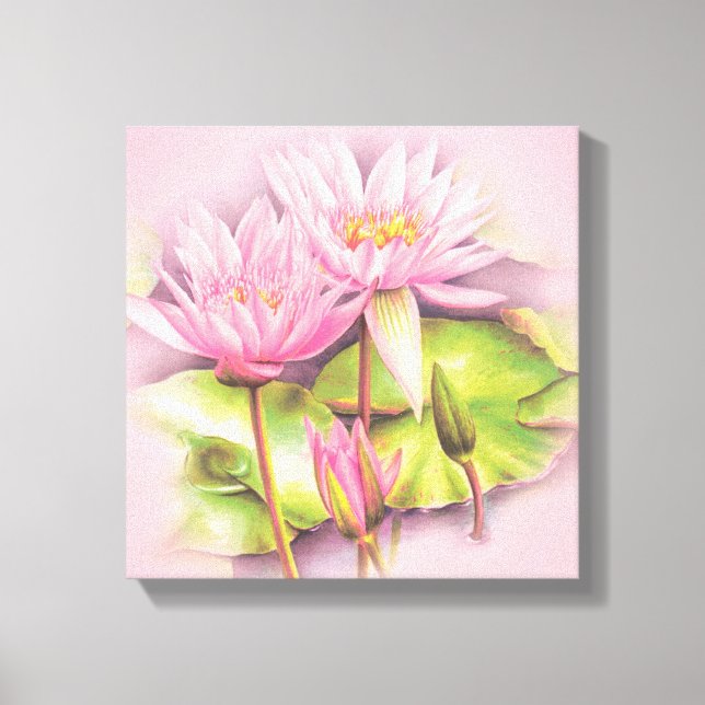 Water lily pink square canvas fine art print (Front)