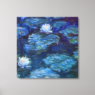 Water Lily Pond in Blue Monet Fine Art Canvas Print