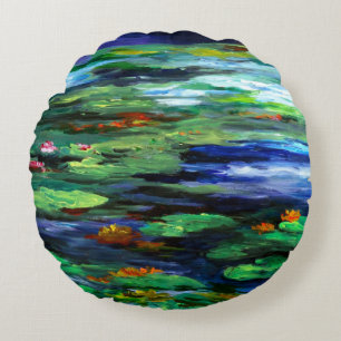 Water Lily Somnolence 2010 Round Pillow